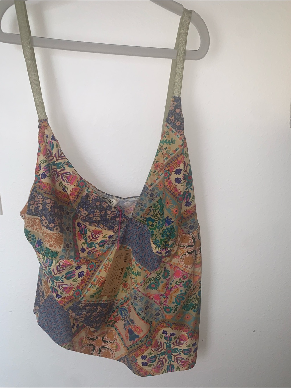 Natural Life Multicolor Patchwork Print Cami Top XL